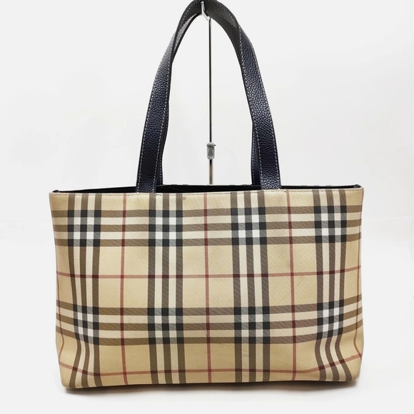 Burberry Beige and Black Plaid Tote - Picture 1 of 9